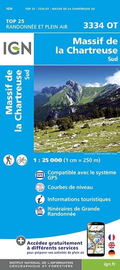 Carte IGN massif chartreuse sud 3334OT série Top 25