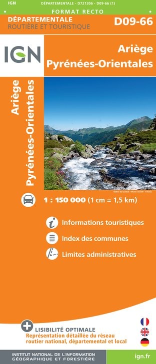 Carte routière IGN D721306 - Ariège Pyrénées-Orientales