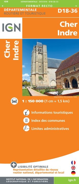 Carte routière IGN D721314 - D18-36 Cher Indre