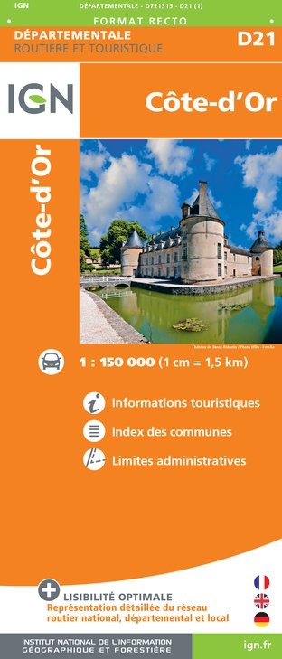 Carte routière IGN D721315 - D21 Côte-D'Or