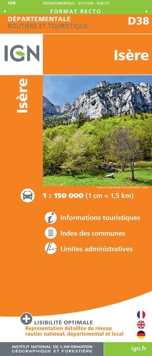 Carte routière IGN D721329 - D38 Isère