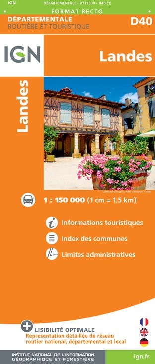 Carte routière IGN D721330 - D40 Landes