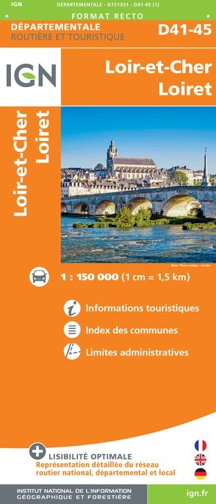Carte routière IGN D721331 - D41-45 Loir-Et-Cher Loiret