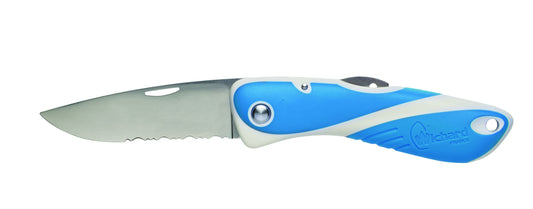 Couteau Aquaterra lame simple crantée - Bleu/blanc | WICHARD