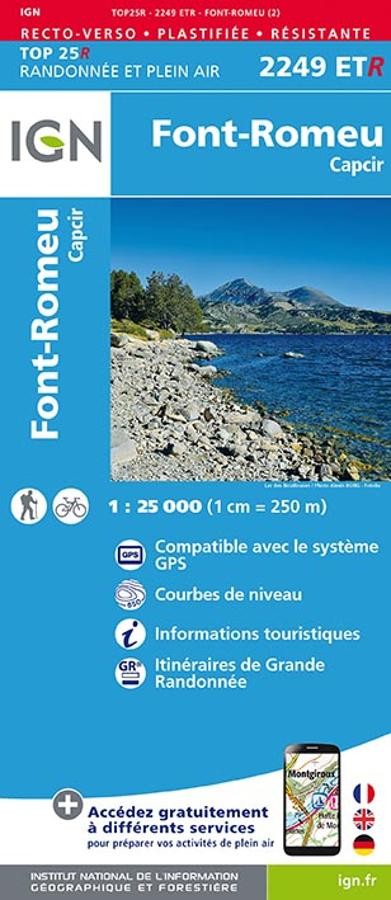 Carte IGN font romeu capcir pyrenees 2249ETR série Top 25 Résistante