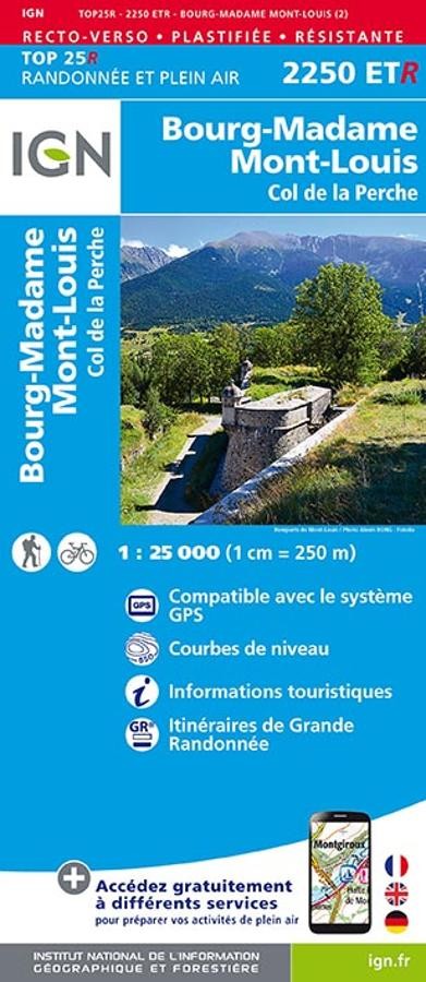Carte IGN bourg madame mont louis 2250ETR série Top 25 Résistante