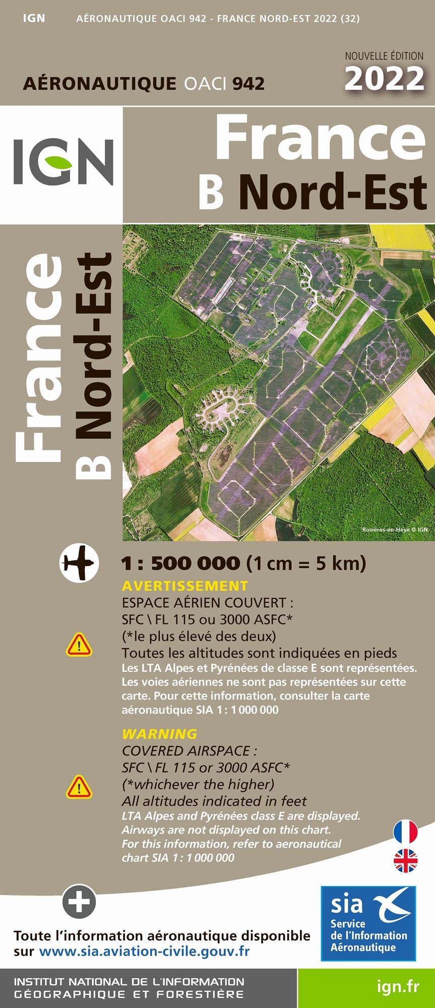 Carte IGN OACI942 - France Nord-Est 2022