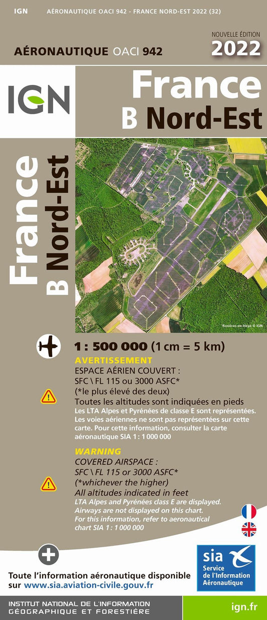 Carte IGN OACI942 - France Nord-Est 2022