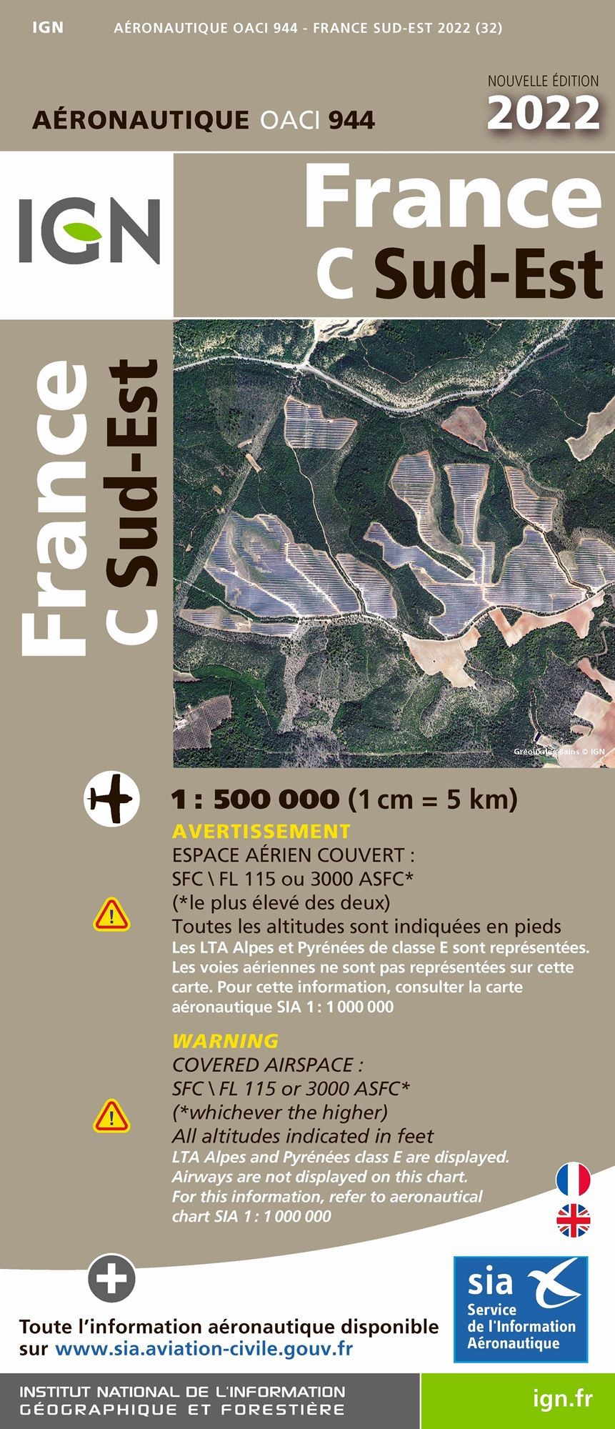 Carte IGN OACI944 - France Sud-Est 2022