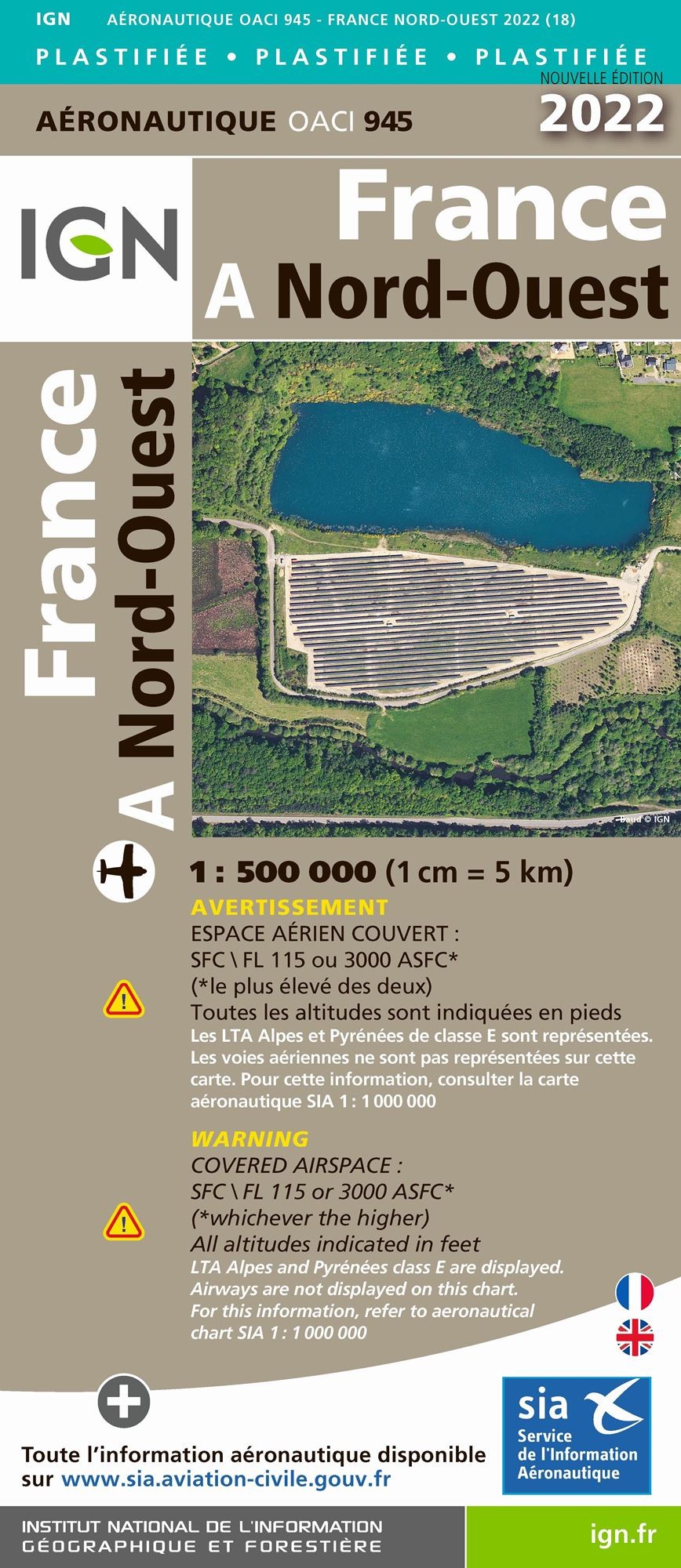 Carte IGN OACI945 - France Nord-Ouest Plastifiée 2022