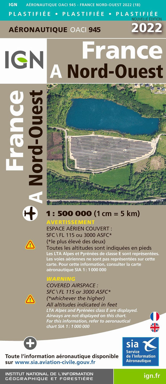 Carte IGN OACI945 - France Nord-Ouest Plastifiée 2022