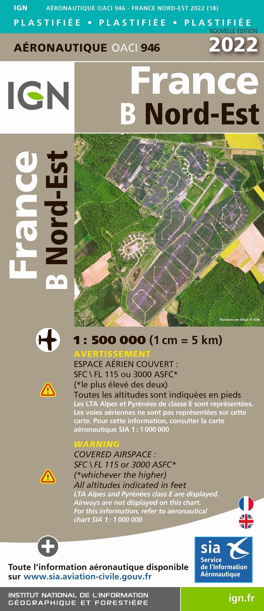 Carte IGN OACI946 - France Nord-Est Plastifiée 2022