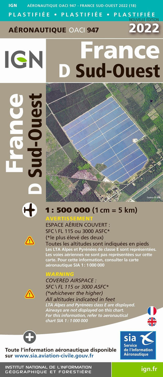 Carte IGN OACI947 - France Sud-Ouest Plastifiée 2022