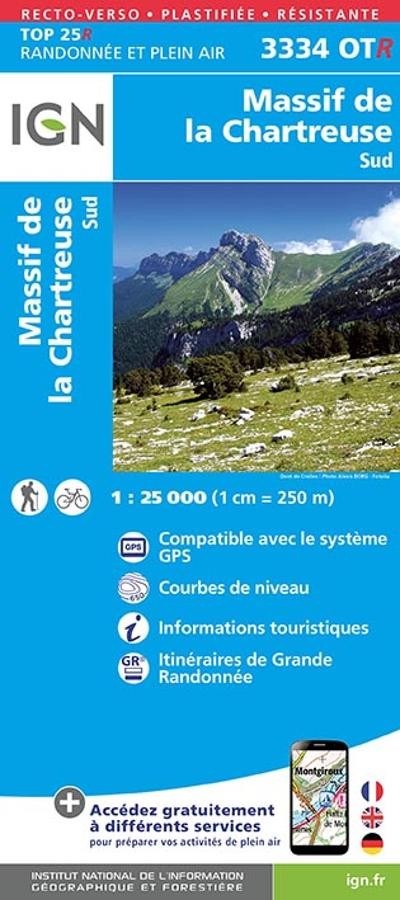 Carte IGN massif chartreuse sud 3334OTR série Top 25 Résistante