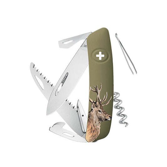 Couteau suisse Swiza D05 Olive Impression Cerf - Olive avec 12 fonctions