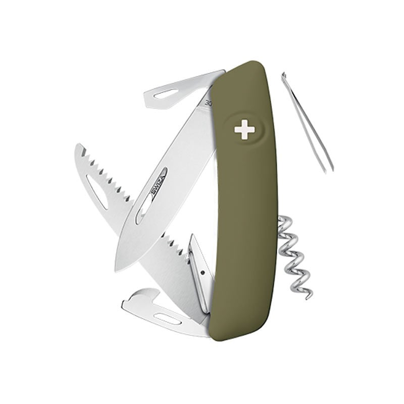 Couteau suisse Swiza D05 Olive - Kaki avec 12 fonctions
