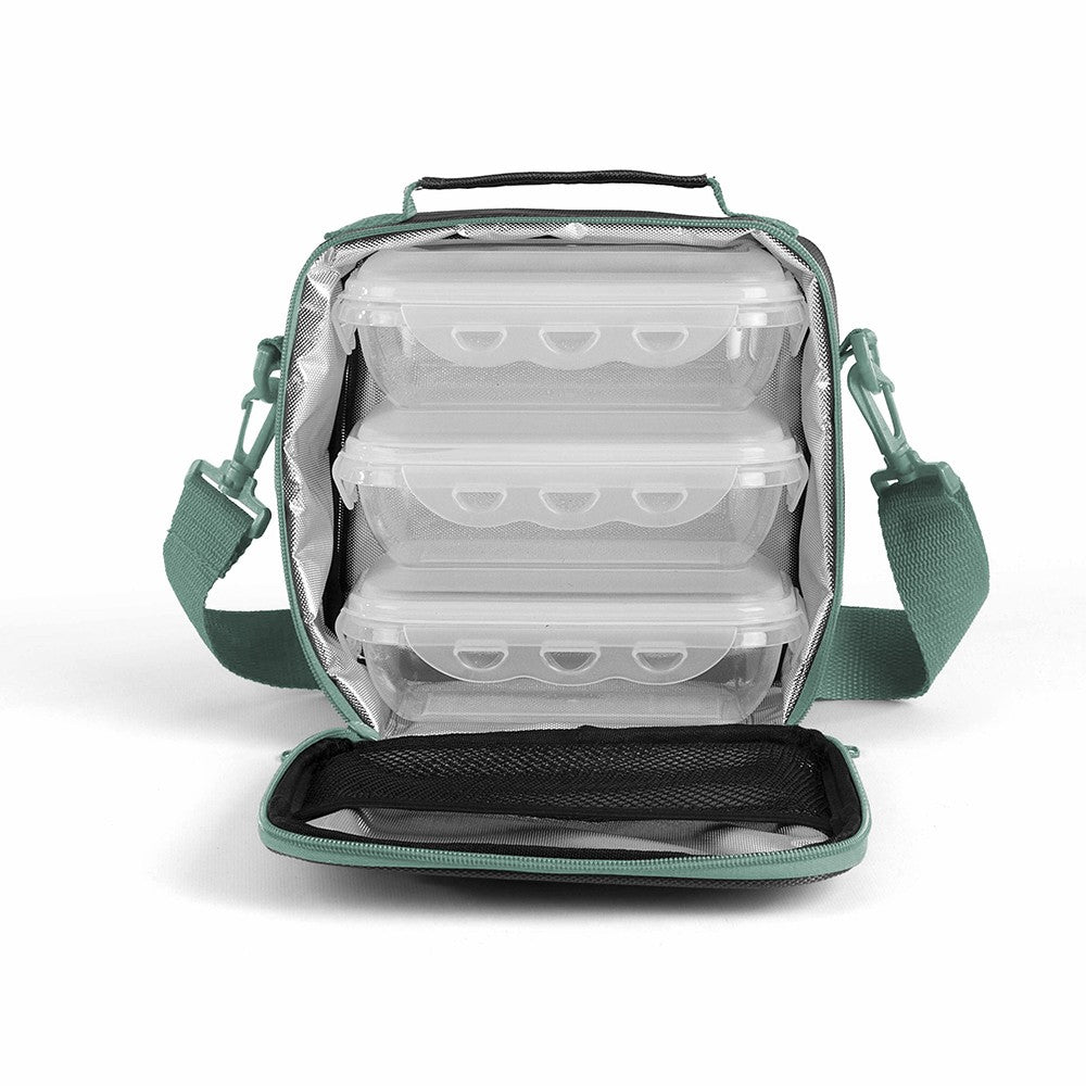 Lunch box verte "Midi" avec 3 boites alimentaires | LIVOO
