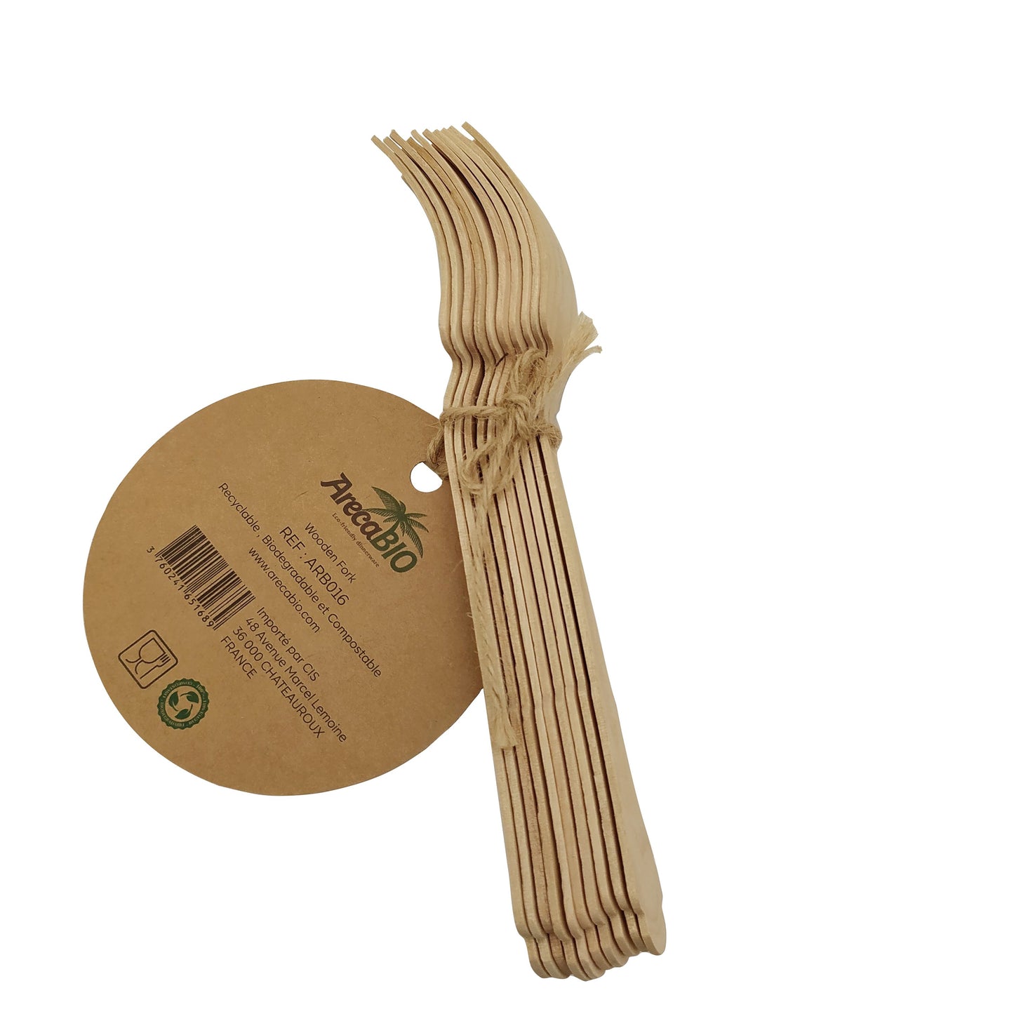 10 fourchettes en bois en Palmier