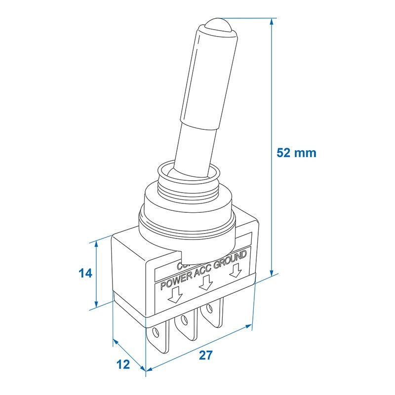 Interrupteur à levier LED rouge 12V-max. 20A