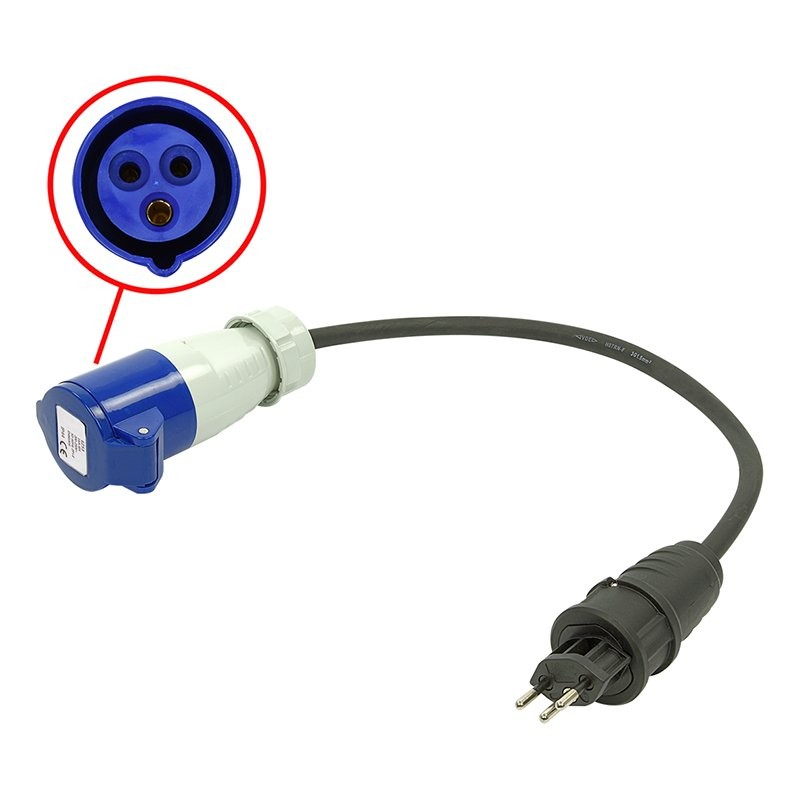 Câble adaptateur 40cm 3x1,5mm² fiche Suisse vers prise CEE
