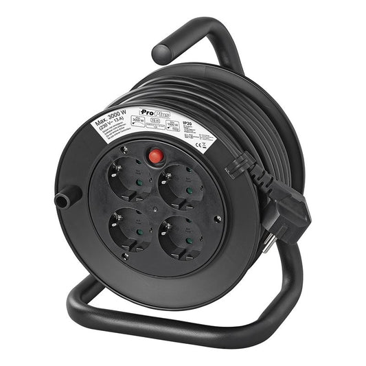 Enrouleur électrique Schuko quadruple prise 15M 3x1,5mm² VV