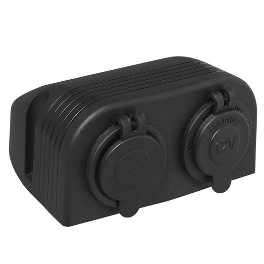 Kit de montage en surface: prise DIN + Prise-USB double type A 2x2100mA