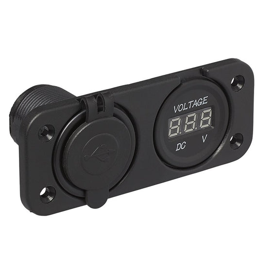 Kit de montage encastré: voltmètre + Prise-USB double type A 2x2100mA