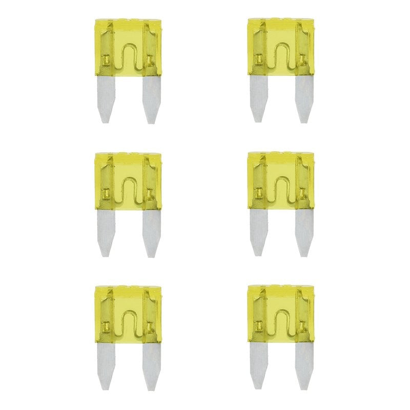 Fusibles mini 20A jaune 6 pièces dans blister
