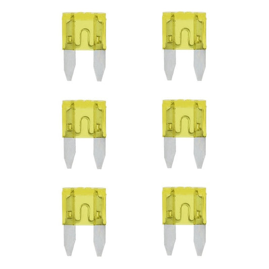 Fusibles mini 20A jaune 6 pièces dans blister