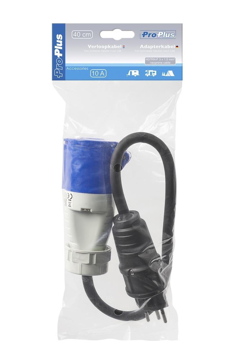 Câble adaptateur 40cm 3x1,5mm² fiche Suisse vers prise CEE