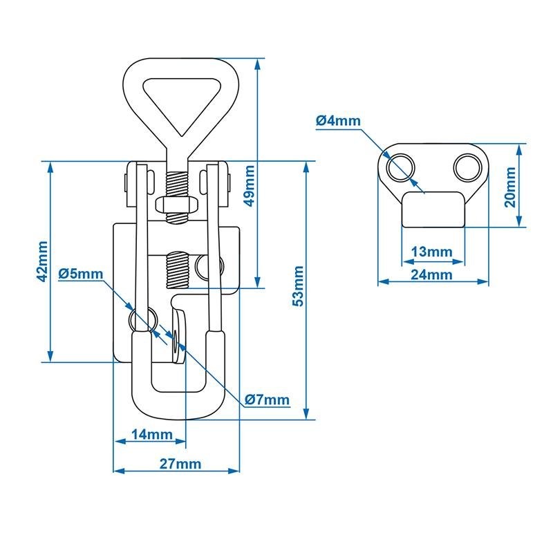 Fermeture ajustable 70-81mm incl. gache