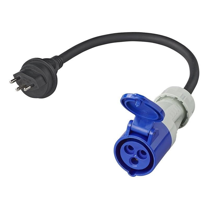 Câble adaptateur 40cm 3x1,5mm² fiche Suisse vers prise CEE