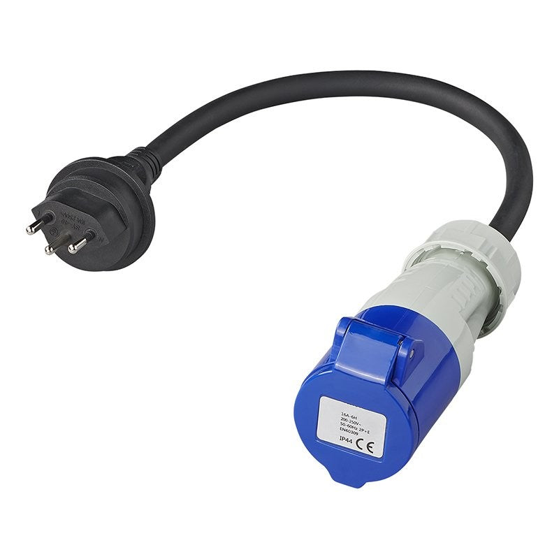 Câble adaptateur 40cm 3x1,5mm² fiche Suisse vers prise CEE