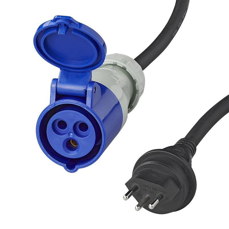 Câble adaptateur 40cm 3x1,5mm² fiche Suisse vers prise CEE