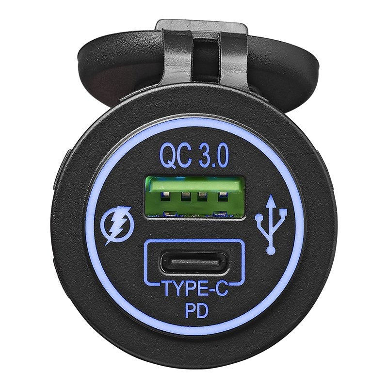 Prise-USB double à encastrer type A 2x2100mA 12V/24V