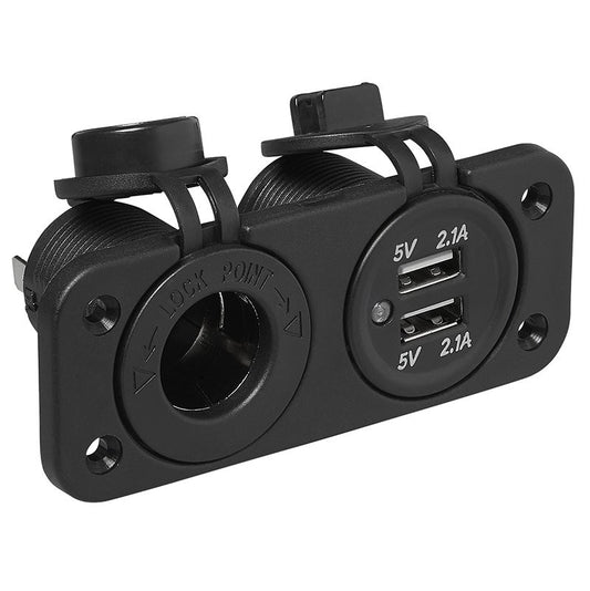 Kit de montage encastré: prise DIN + Prise-USB double type A 2x2100mA dans blister