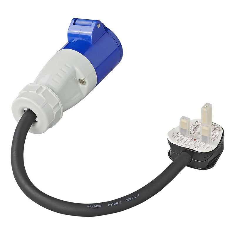 Câble adaptateur 40cm 3x2,5mm² fiche UK vers prise CEE