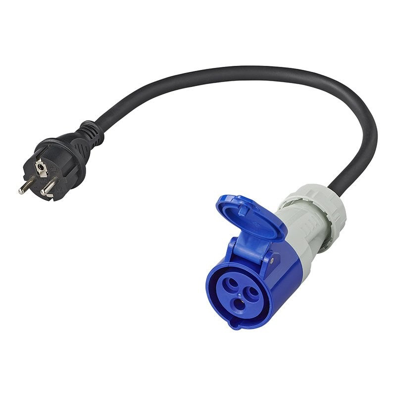 Câble adaptateur 40cm 3x2,5mm² fiche Schuko vers prise CEE