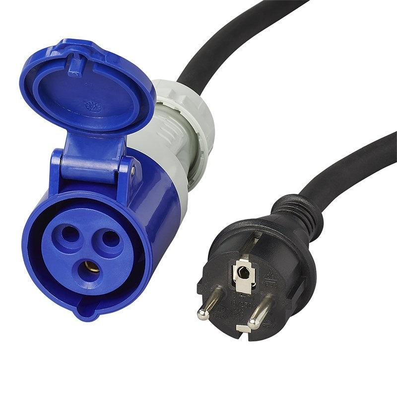 Câble adaptateur 150cm 3x2,5mm² fiche Schuko vers prise CEE