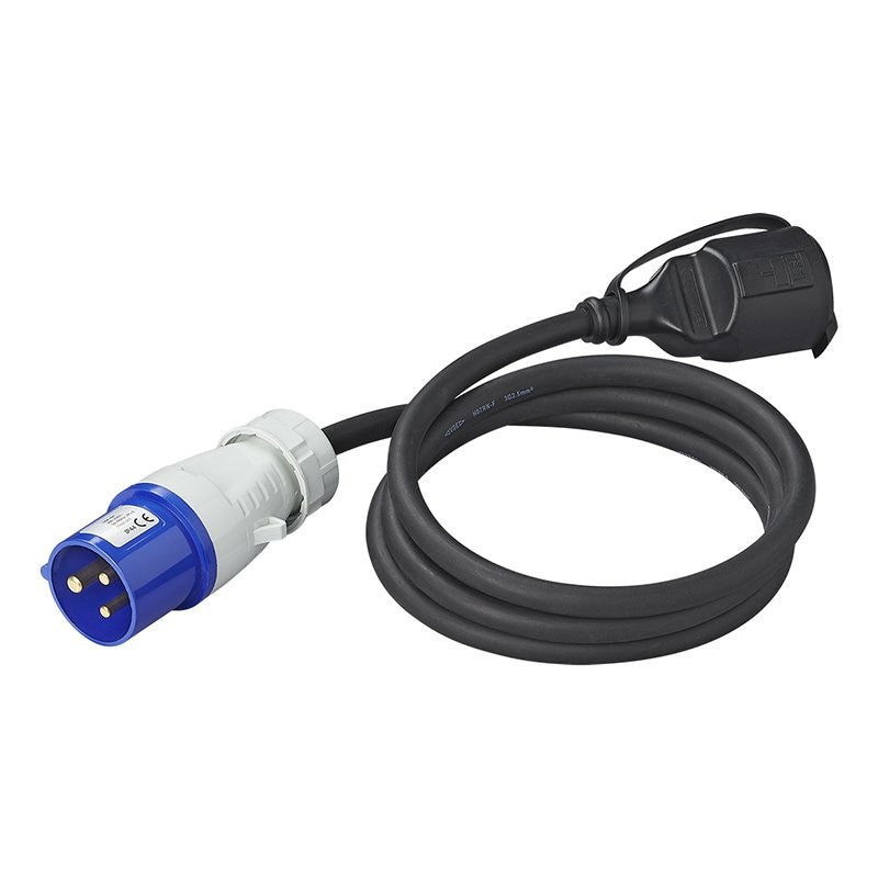 Câble adaptateur 150cm 3x2,5mm² fiche CEE vers prise Schuko