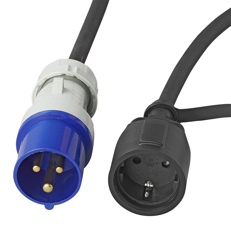 Câble adaptateur 150cm 3x2,5mm² fiche CEE vers prise Schuko