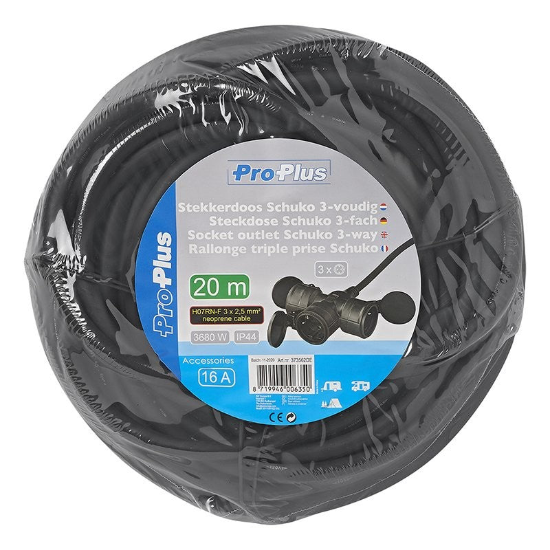 Rallonge triple prise Schuko 20M 3x 2,5 mm²