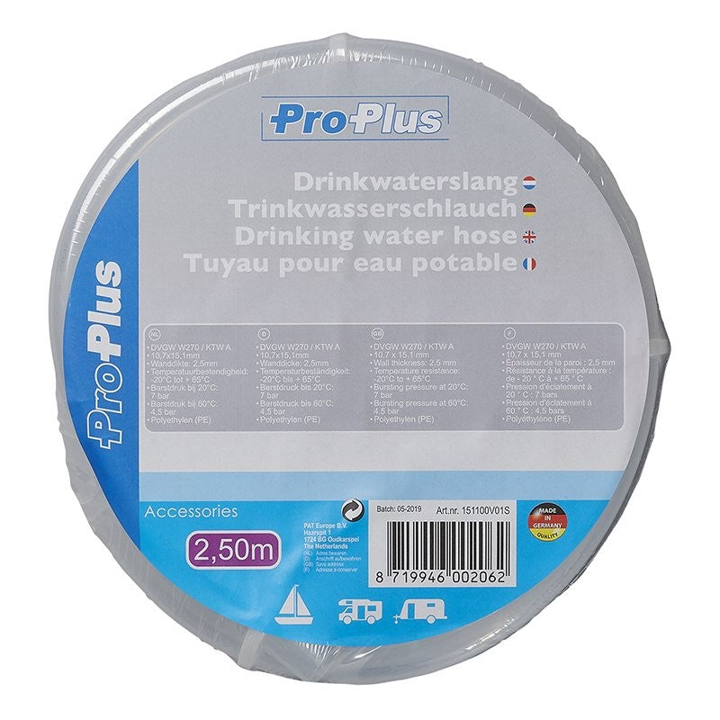 Tuyau pour eau potable transparent 2,50M / Ø10x15mm