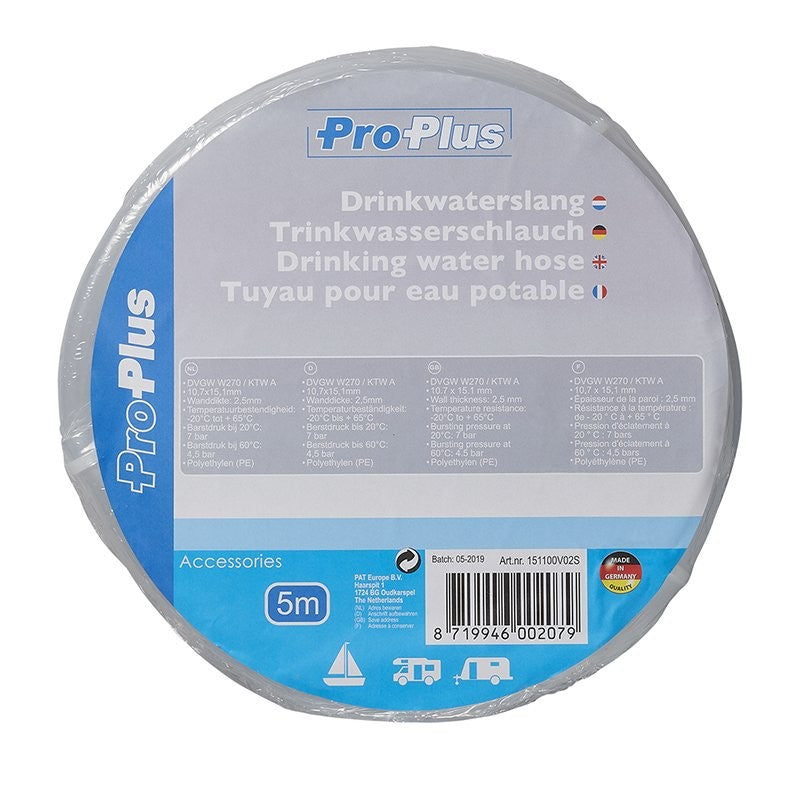 Tuyau pour eau potable transparent 5,00M / Ø10x15mm