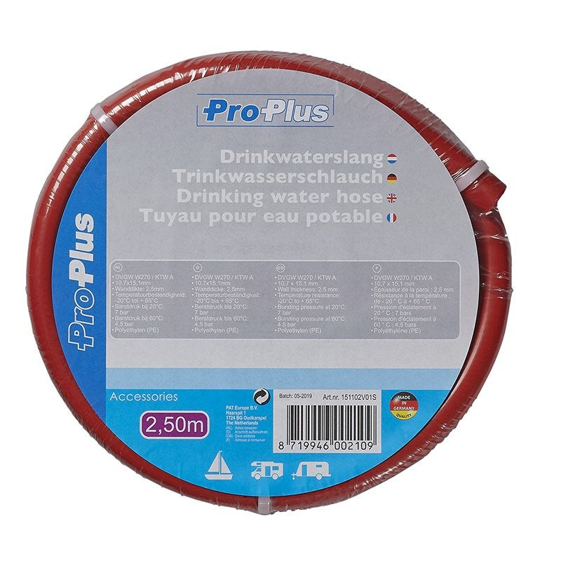 Tuyau pour eau potable rouge 2,50M / Ø10x15mm