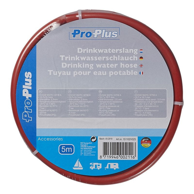Tuyau pour eau potable rouge 5,00M / Ø10x15mm