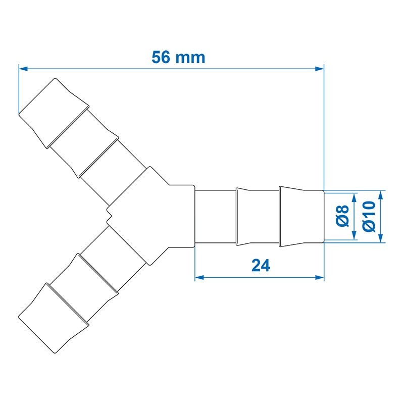 Raccord Y pour circuit d'eau 10mm 2 pièces dans blister