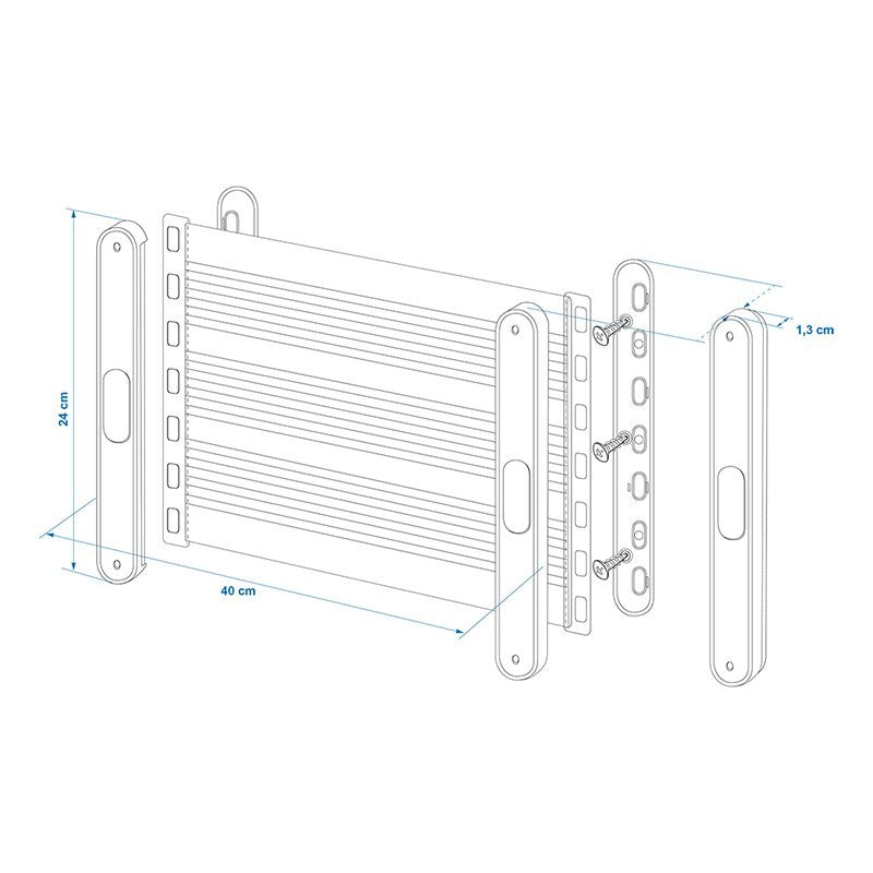 Filet de rangement élastique L 35 x 26,5 cm avec support en plastique