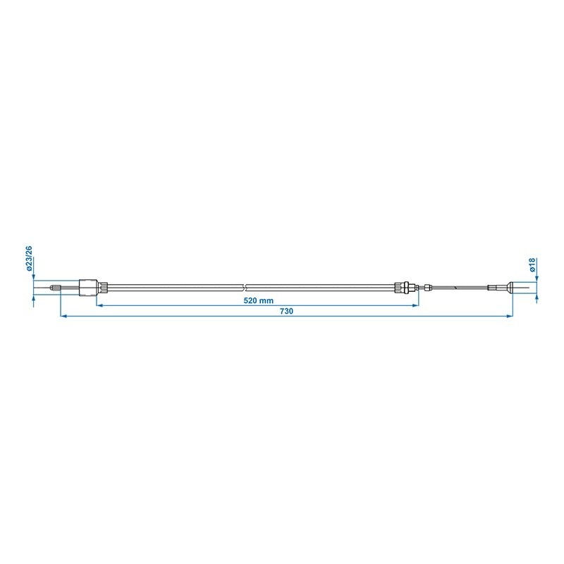 Câble de frein remorque 520/730mm cloche Ø26mm convient à AL-KO > '97