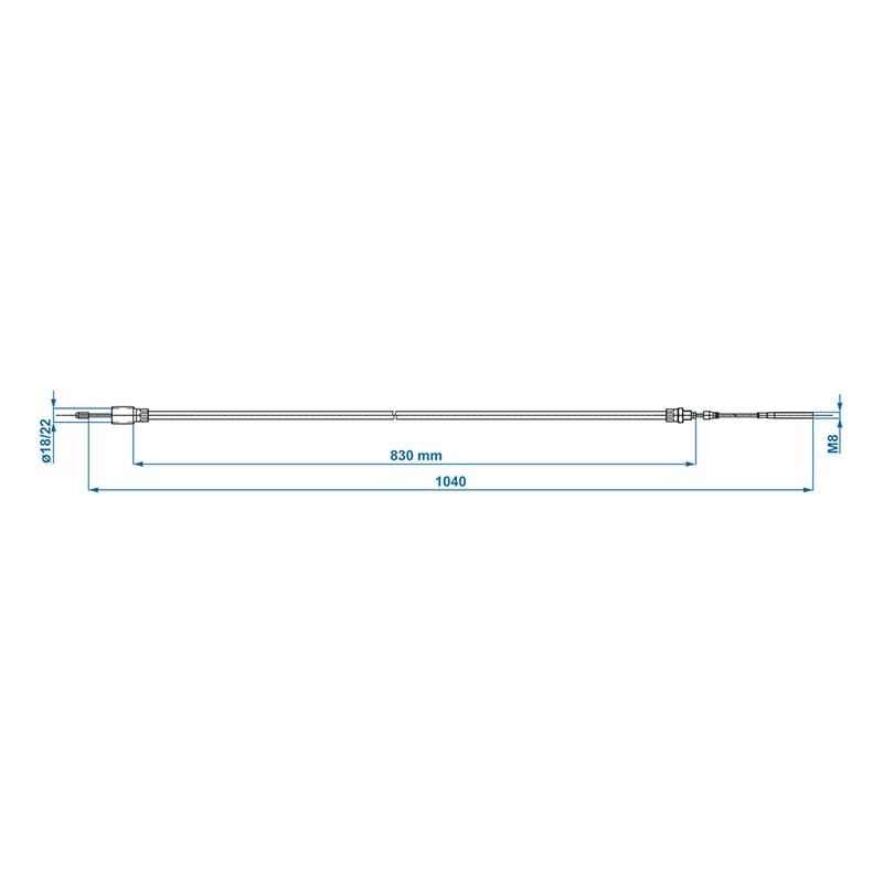 Câble de frein remorque 830/1040mm cloche Ø22mm convient à Knott/Schlegl/Nieper/Avonride/BPW